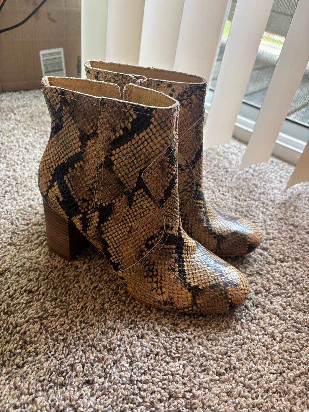 Lucky Brand genuine leather Snake-Print Booties